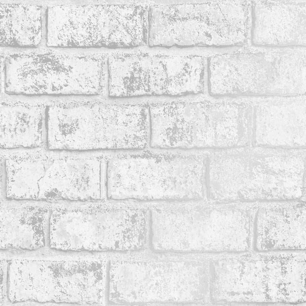 Glistening Brick White/Silver Wallpaper | Holden Wallcovering | 12950
