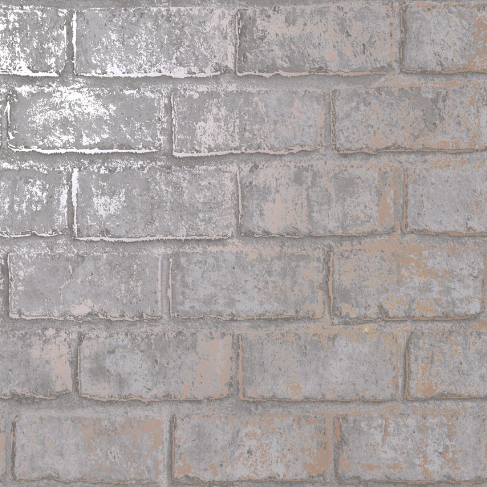 Glistening Brick Slate Gold Wallpaper | Holden Wallcoverings | 12951