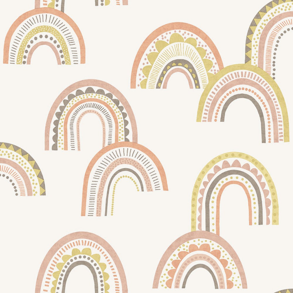 Boho Rainbow Blush/Orange Wallpaper | Holden Wallcoverings | 13280