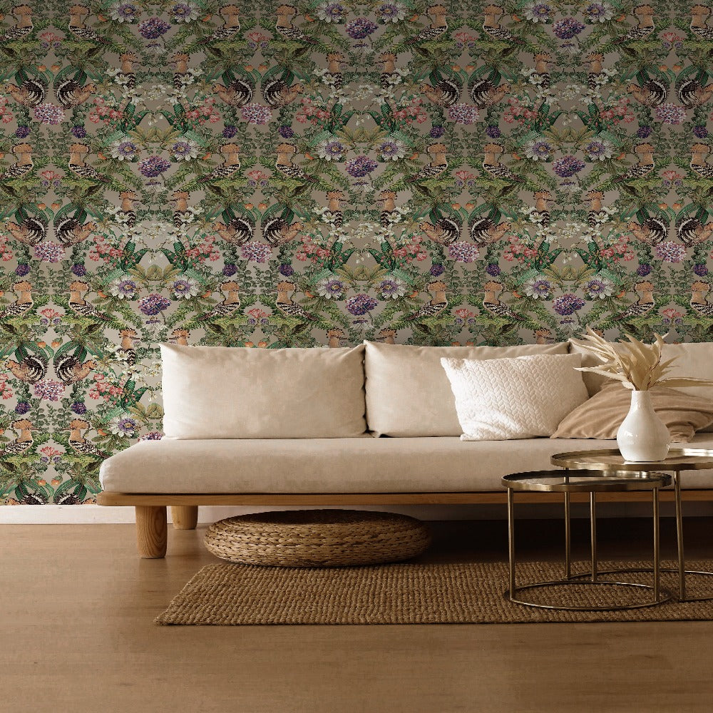 Mirrored Bird Champagne Wallpaper | Holden Wallcoverings | 13520