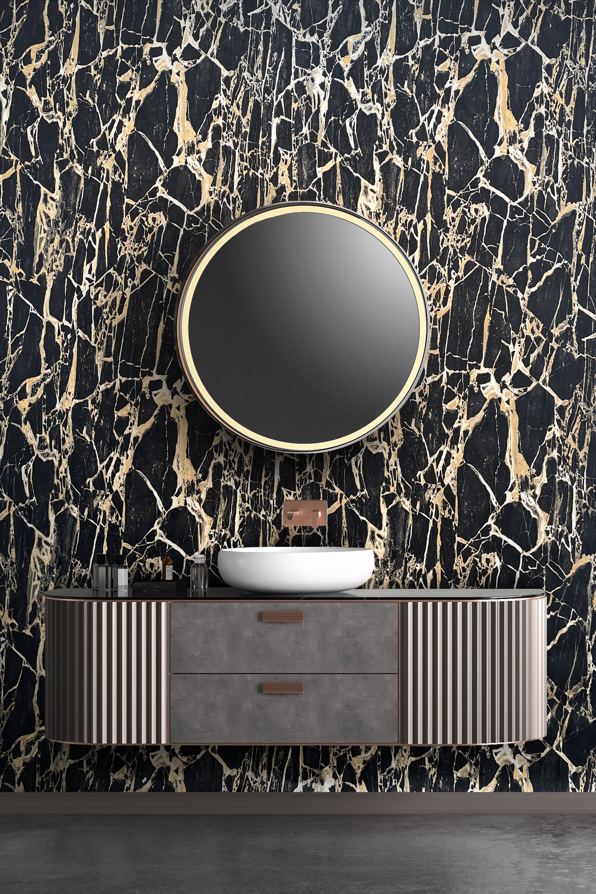 Enzo Black and Gold Marble Wallpaper | Rasch | 538113