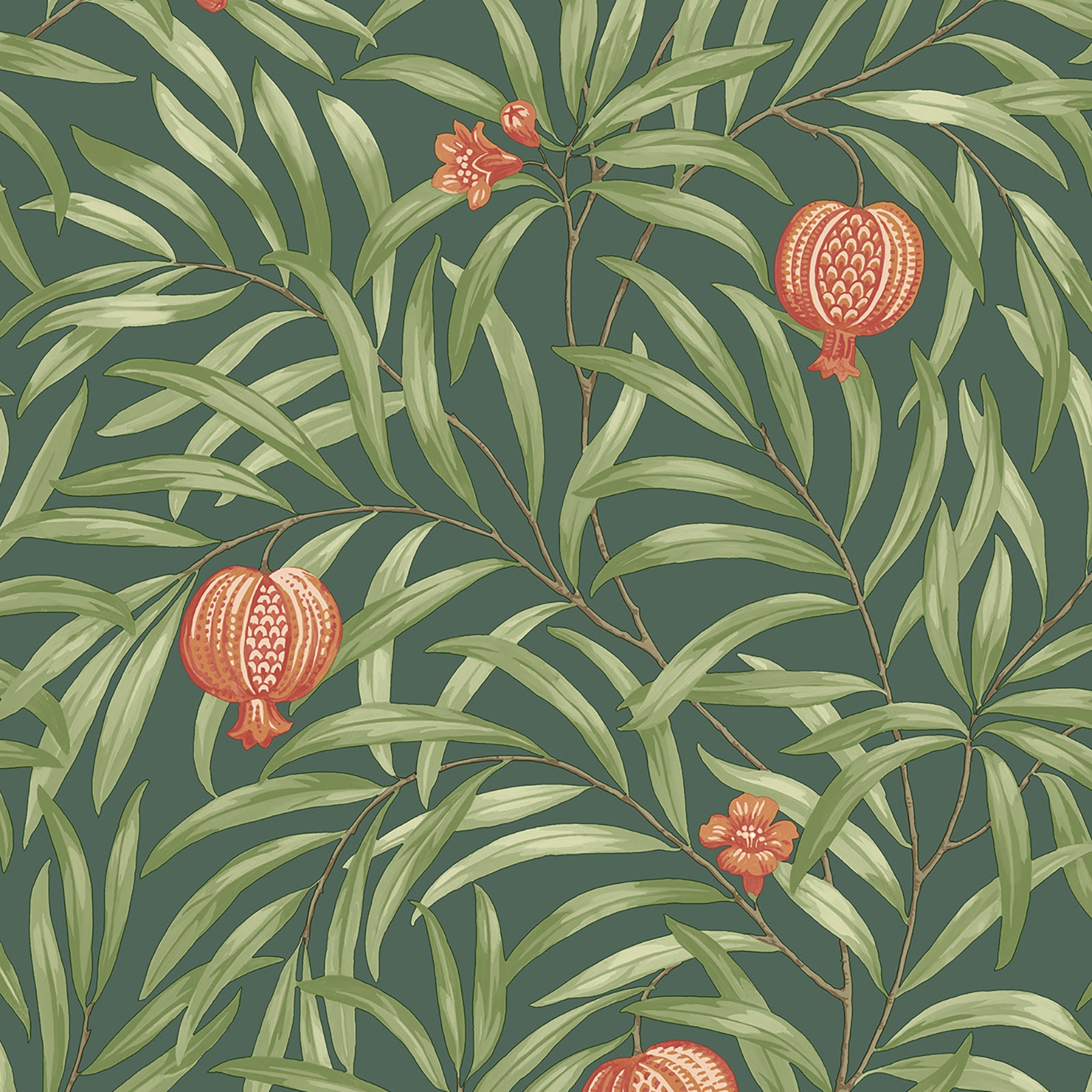 Pomegranate Deep Green Wallpaper | Belgravia Wallcoverings | 9613