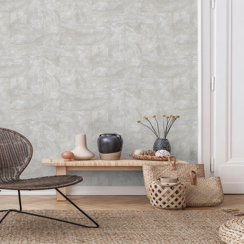 Tempo Plaster Geometric Grey Wallpaper | Grandeco | A56103
