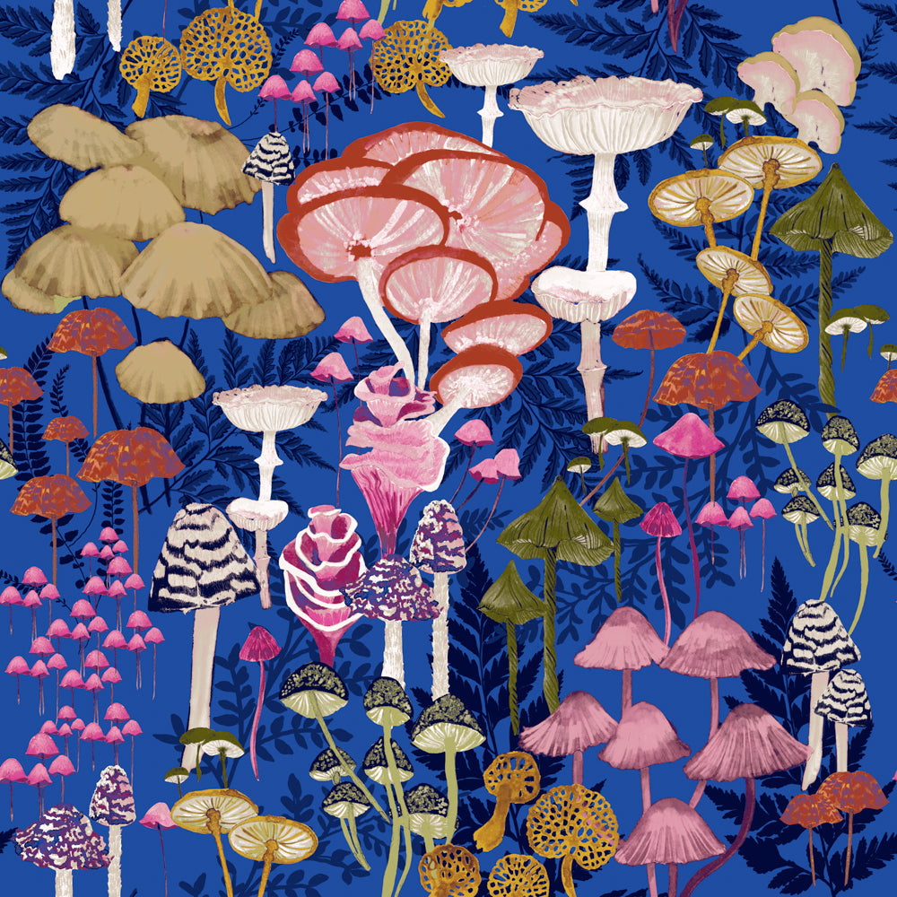 Amanita Mushroom Duvet Cover Set Cobalt: Stylish Botanical Elegance