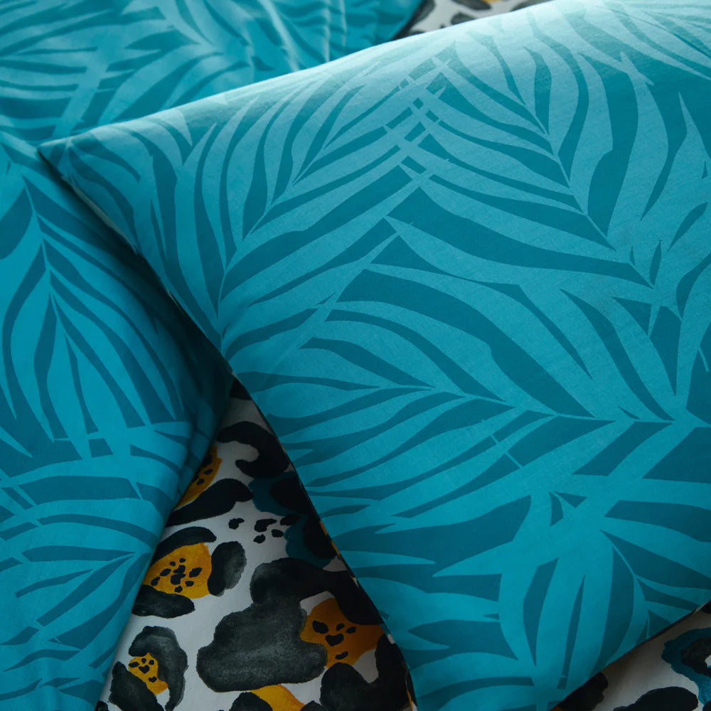 Ayanna Leopard Print Duvet Cover Set Teal | Riva Home