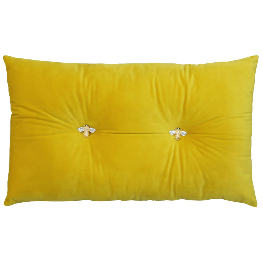 Bumble Bee Velvet Cushion Yellow | Riva Home
