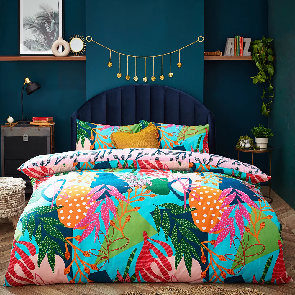 Riva Home Coralina Tropical Palm Cover Set: Multicoloured Elegance