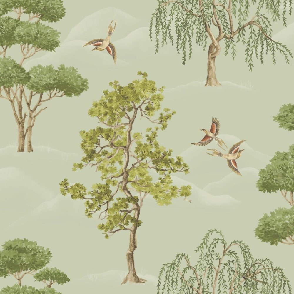 Willow Woodland Green Wallpaper | Rasch Wallcoverings | 283876