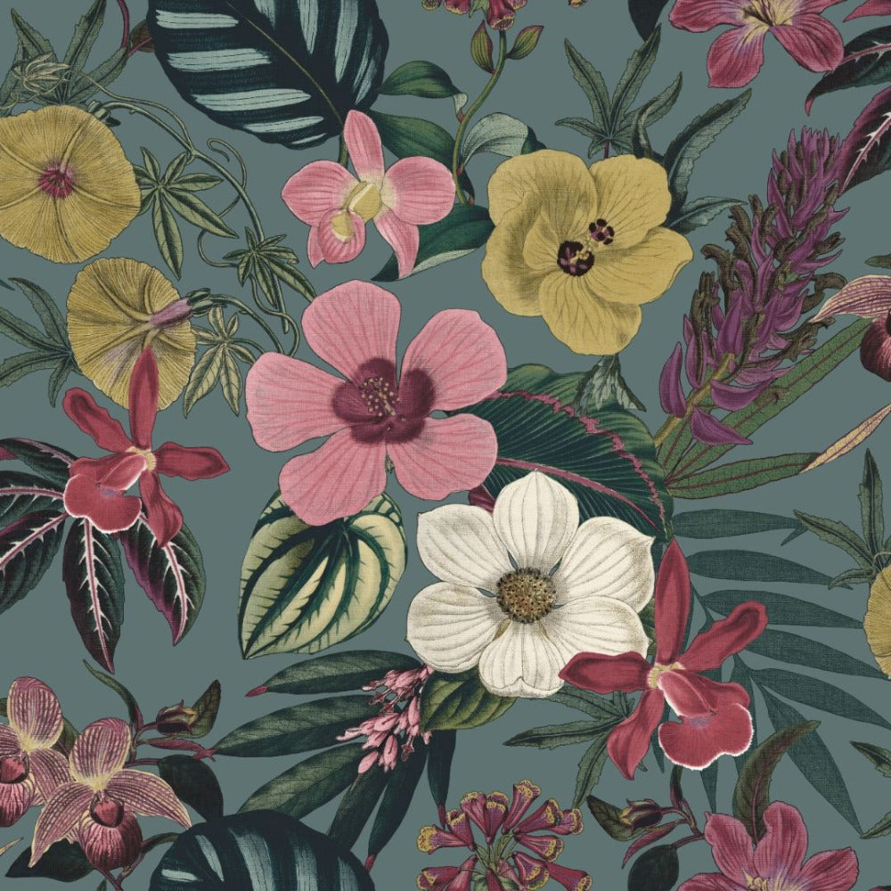 Priyal Floral Teal Wallpaper  Rasch Wallcoverings  284279  WonderWall by  Nobletts