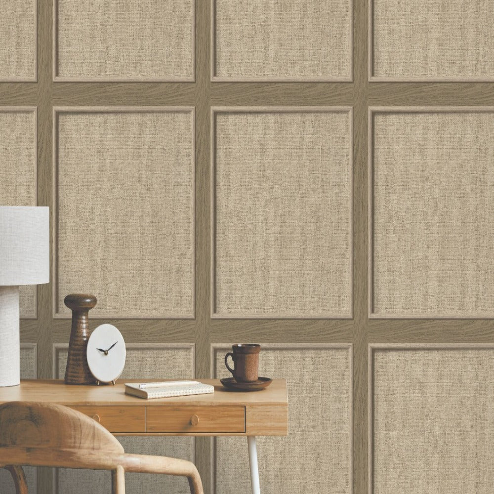 Bevelled Panel Walnut Wallpaper | Rasch Wallcoverings | 285795