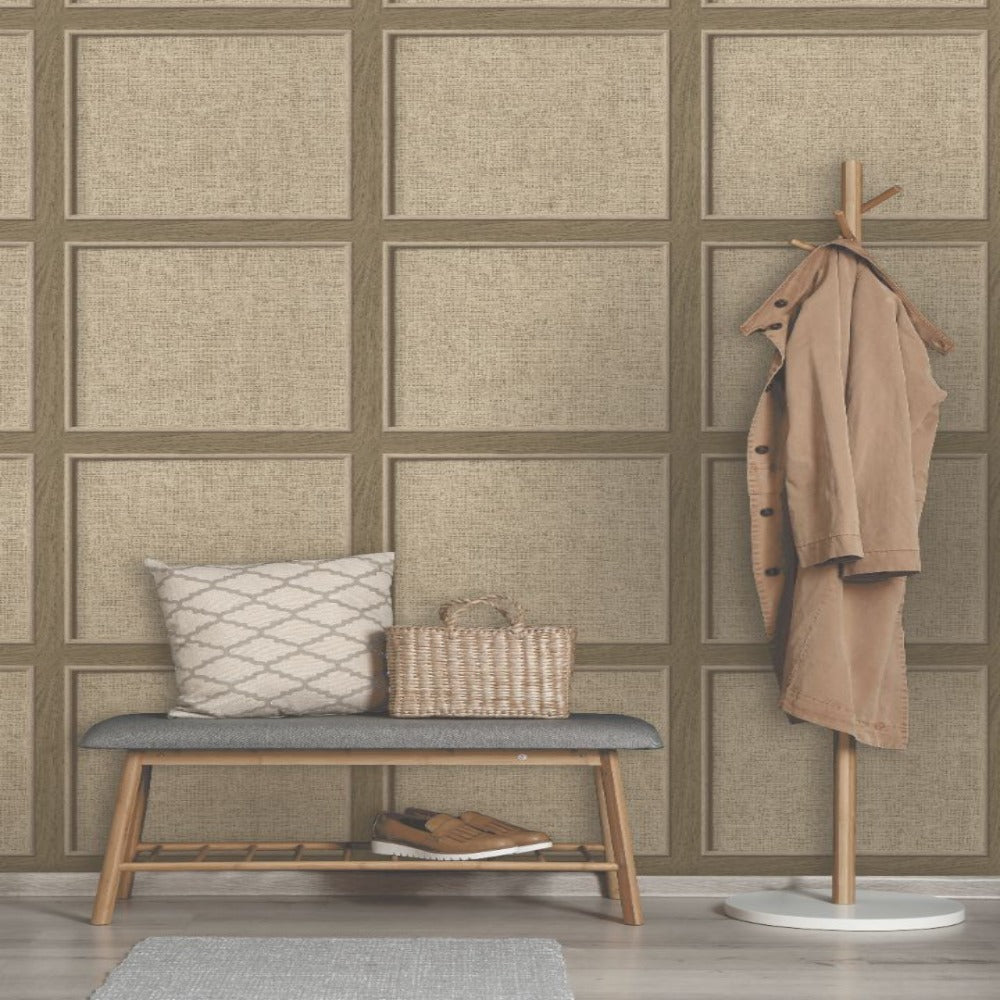 Bevelled Panel Walnut Wallpaper | Rasch Wallcoverings | 285795