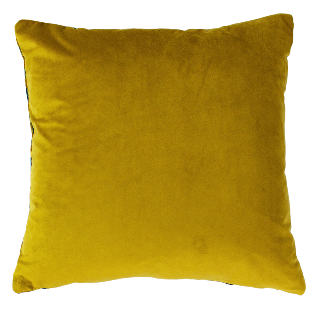 Empire Velvet Jacquard Cushion Teal/Gold