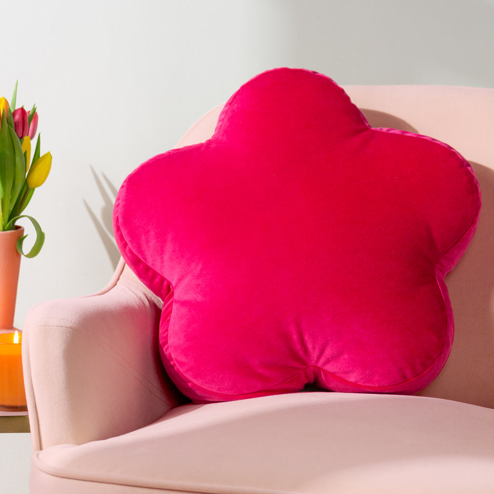 Flower Velvet Reversible Cushion Hot Pink | Riva Home