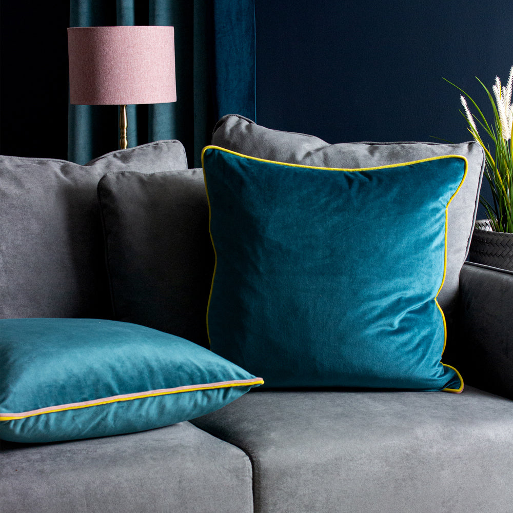 Gemini Double Piped Cushion Teal | Feather Filled | Riva Home