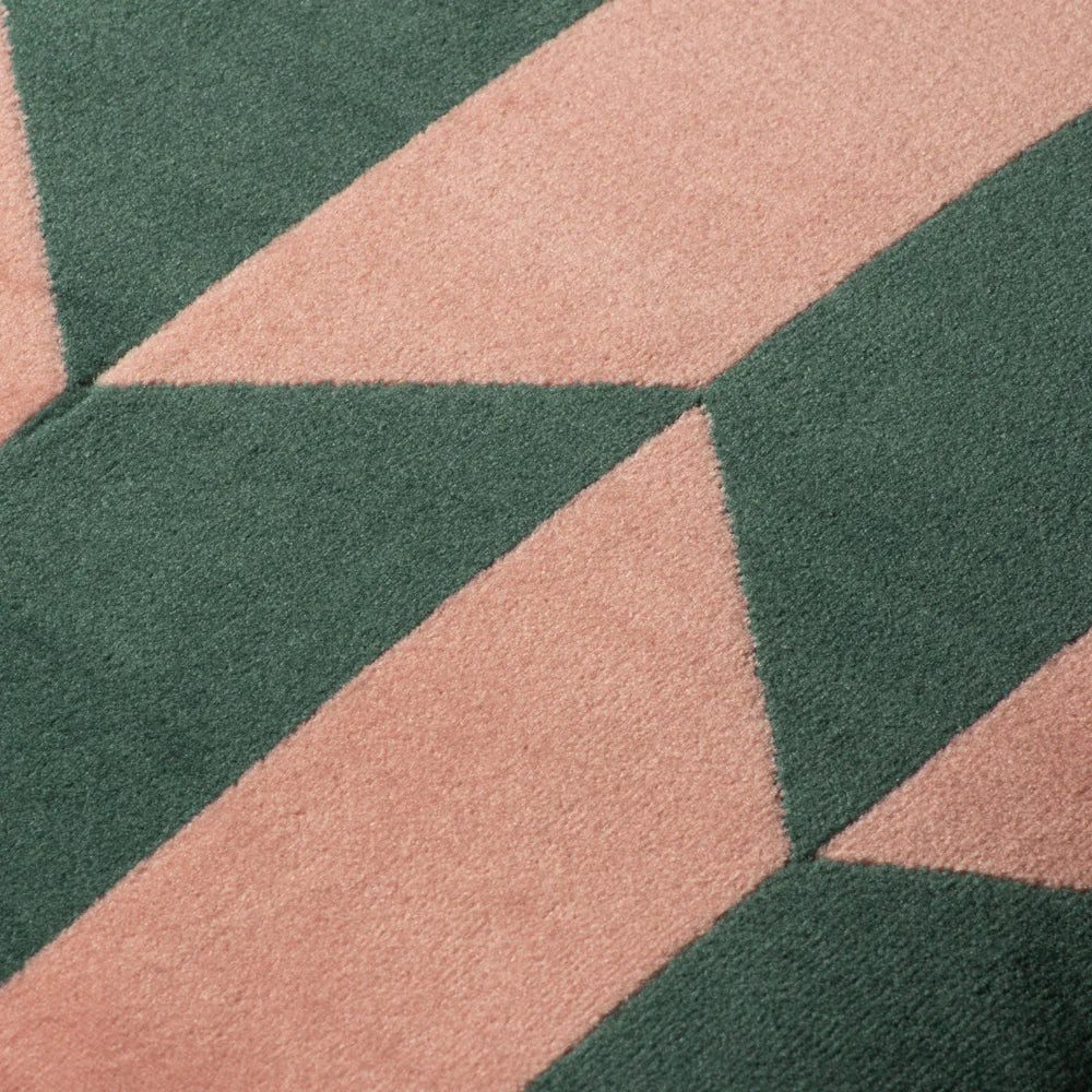 Kalho Geometric Velvet Cushion Pink/Green | Riva Home