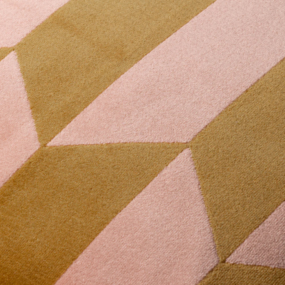 Kalho Geometric Velvet Cushion Pink/Ochre | Riva Home