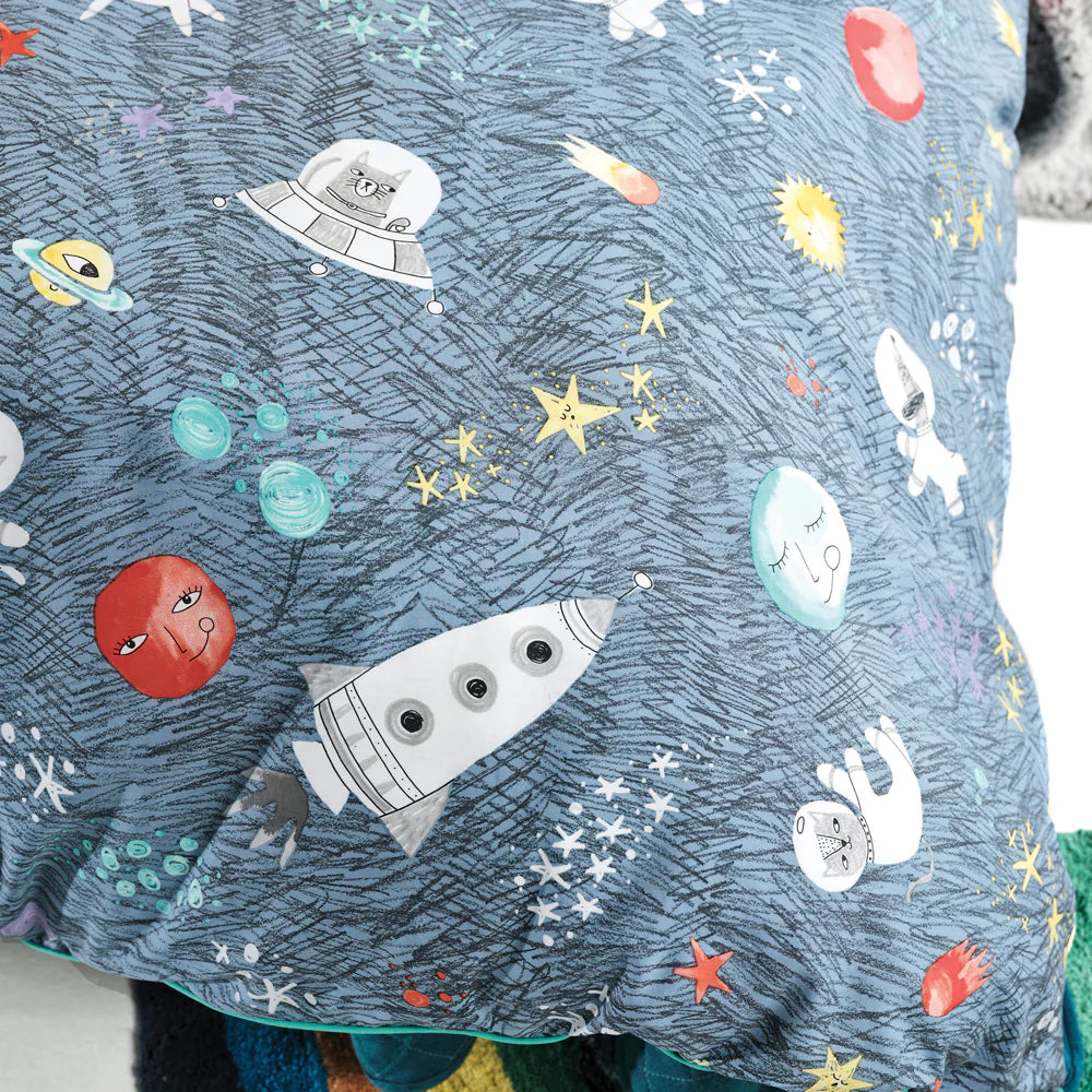 Space Race Kids 100% Cotton Duvet Cover Set Multicolour | Riva Home