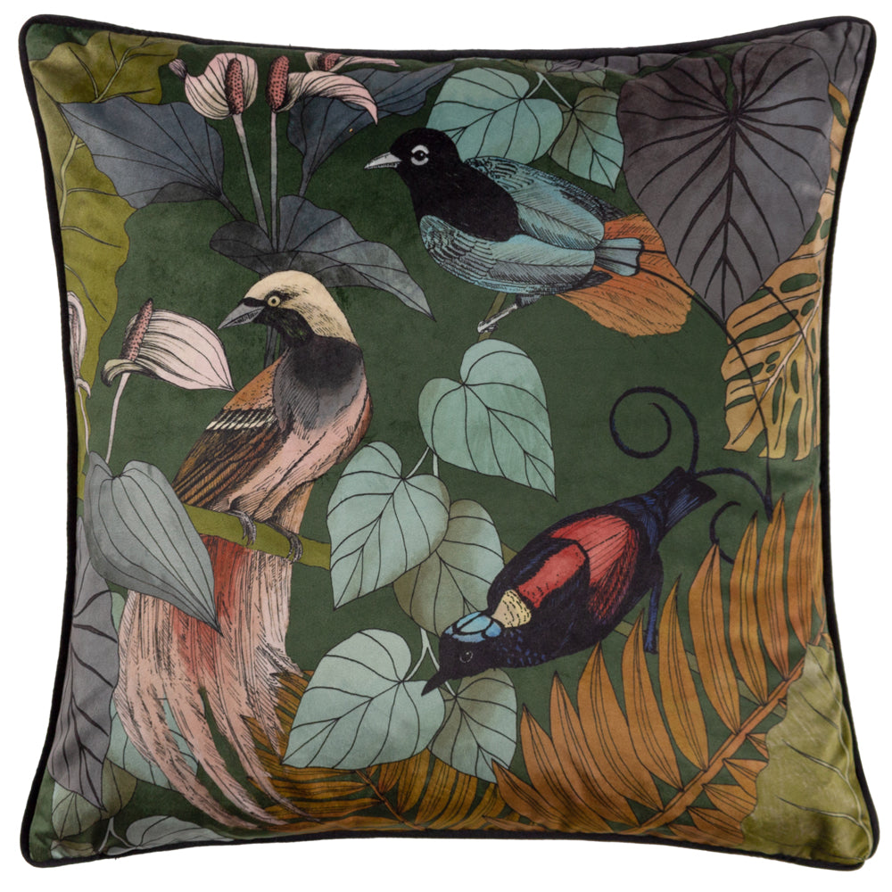 Moriyo Piped Velvet Cushion Emerald | Feather Filled | Riva Home