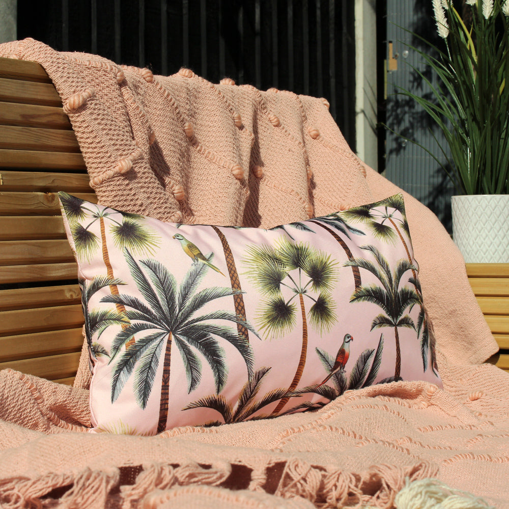 Palms Blush | Outdoor Rectangular Cushion  | Riva Home
