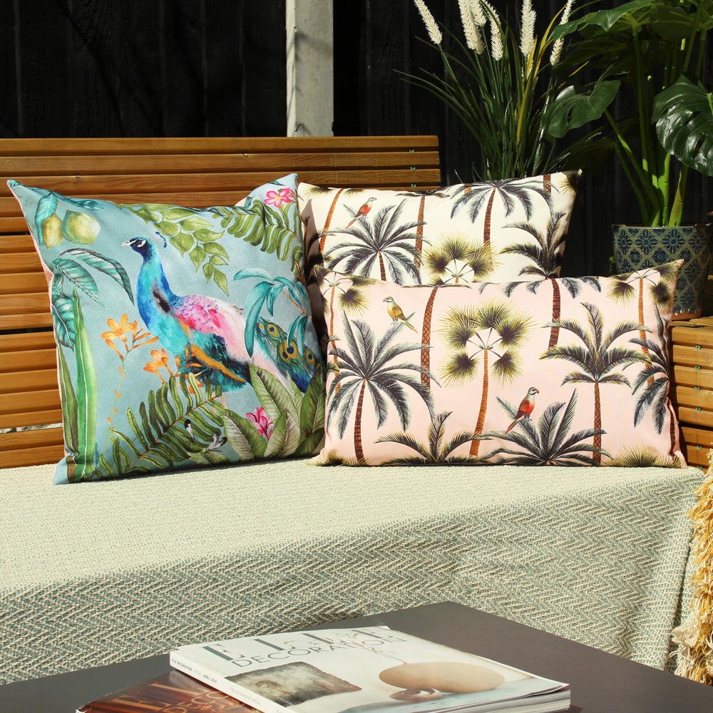 Palms Blush | Outdoor Rectangular Cushion  | Riva Home