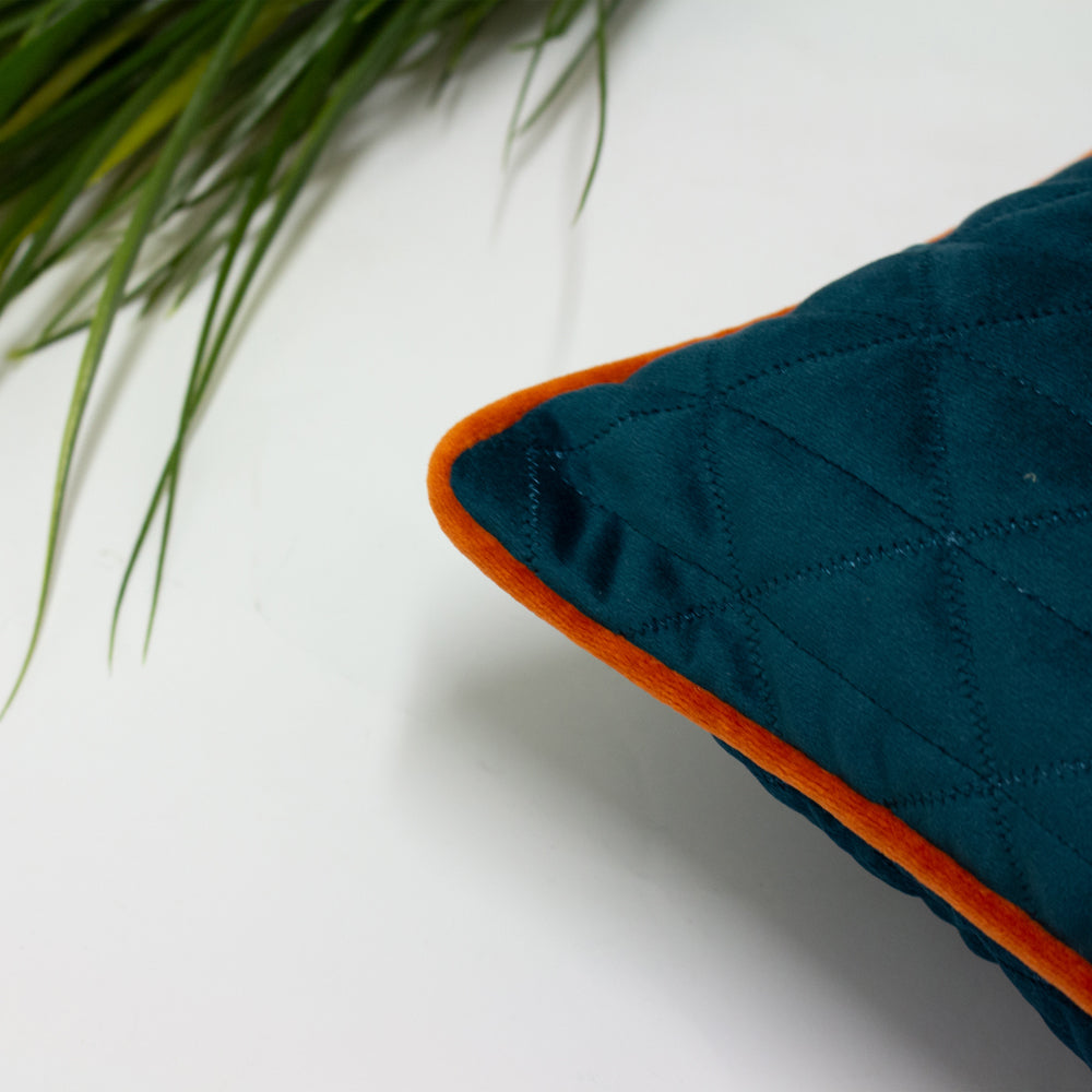 Quartz Quilted Cushion Teal/Jaffa | Feather Filled | Riva Home