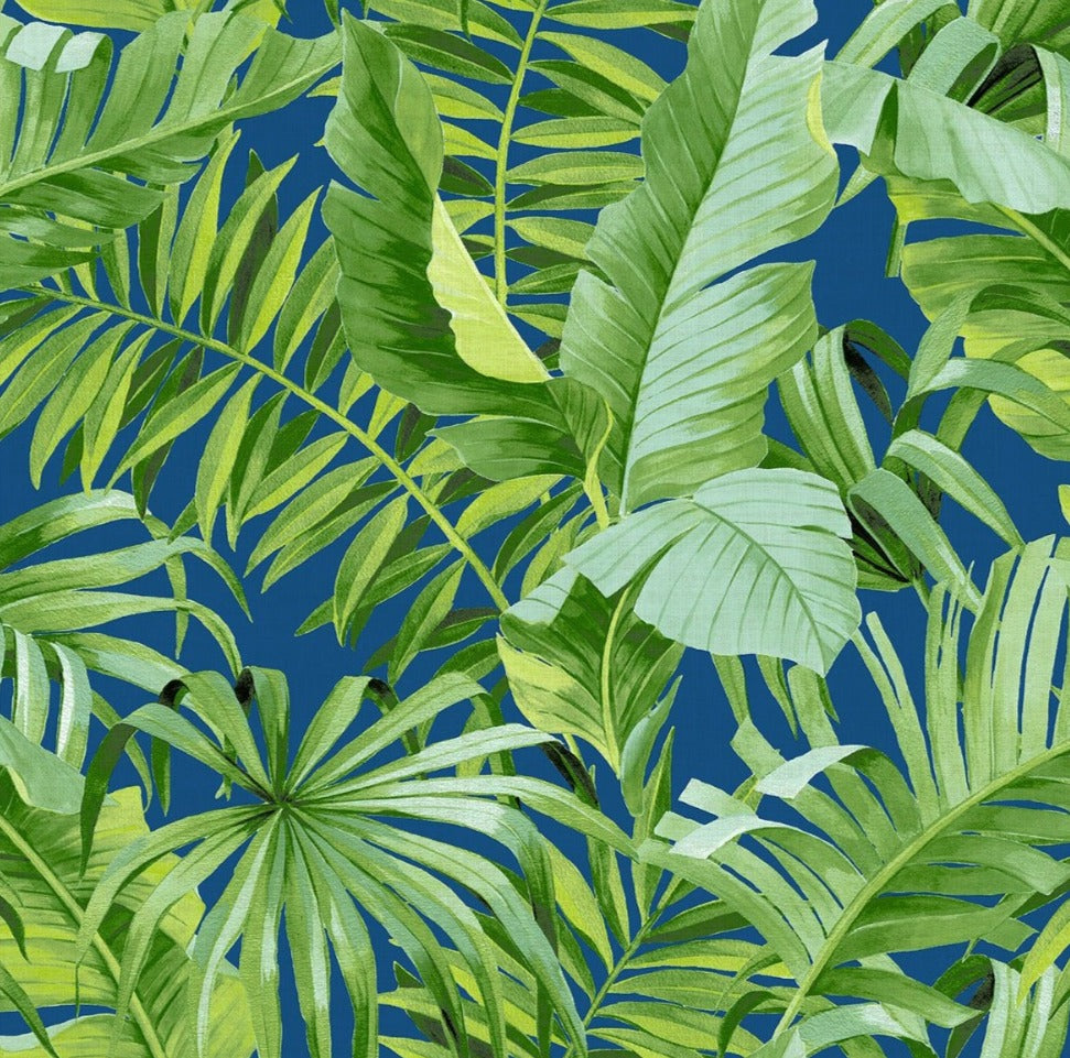 Tropical Palm Navy/Green Wallpaper | WonderWall by Nobletts