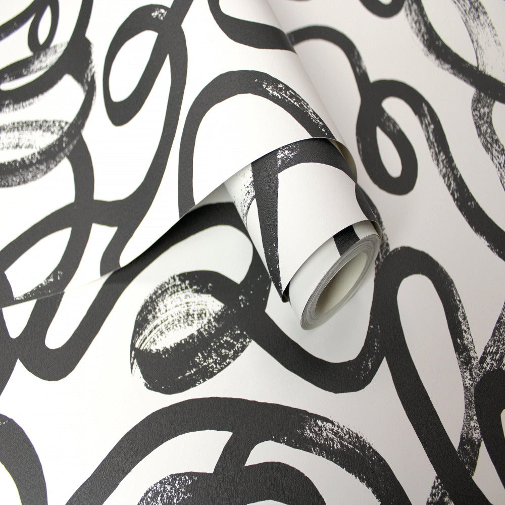 Squiggle Black / White | Holden Decor Wallpaper | 13360
