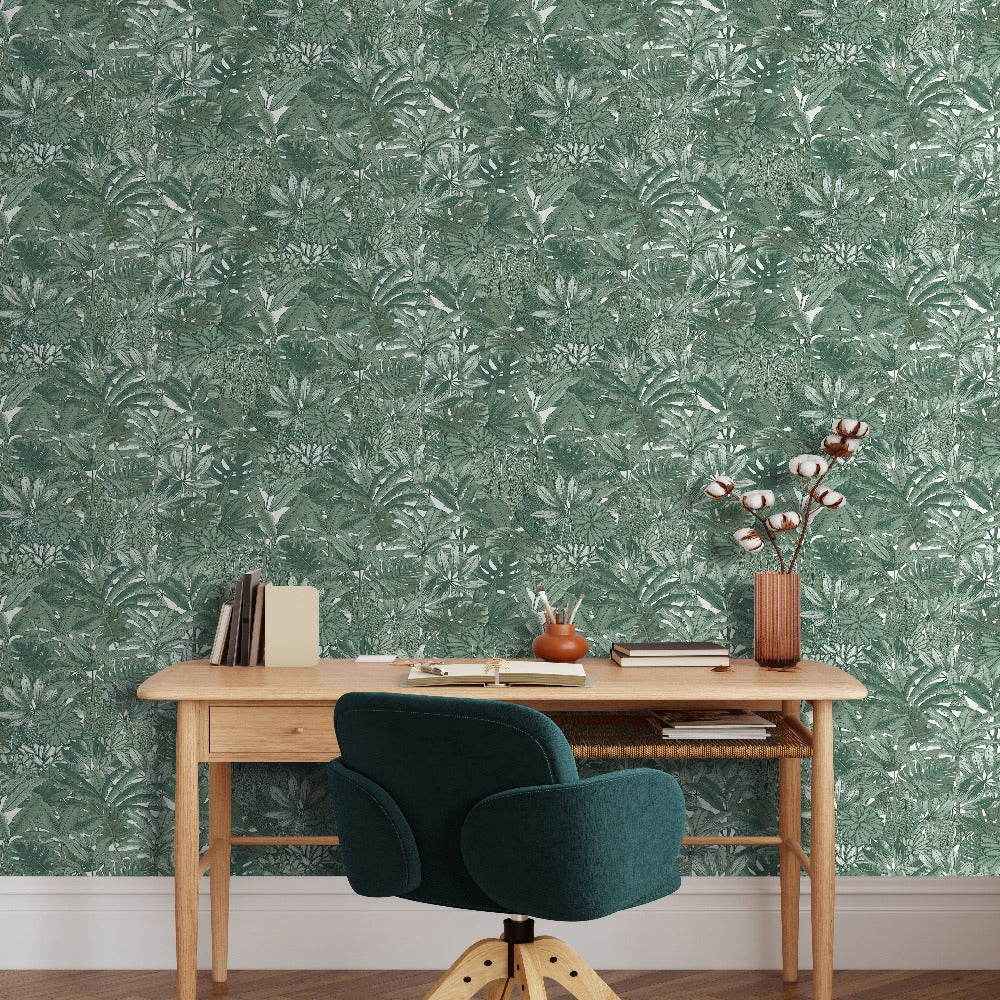 Lush Forest Green Wallpaper - Tropical Design Wallpaper | 205502