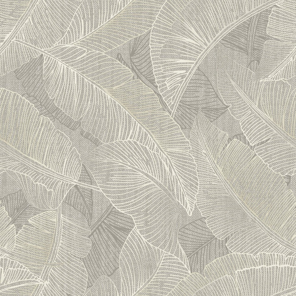 Anya Leaf Grey Wallpaper - Tropical Leaf Design | 2142