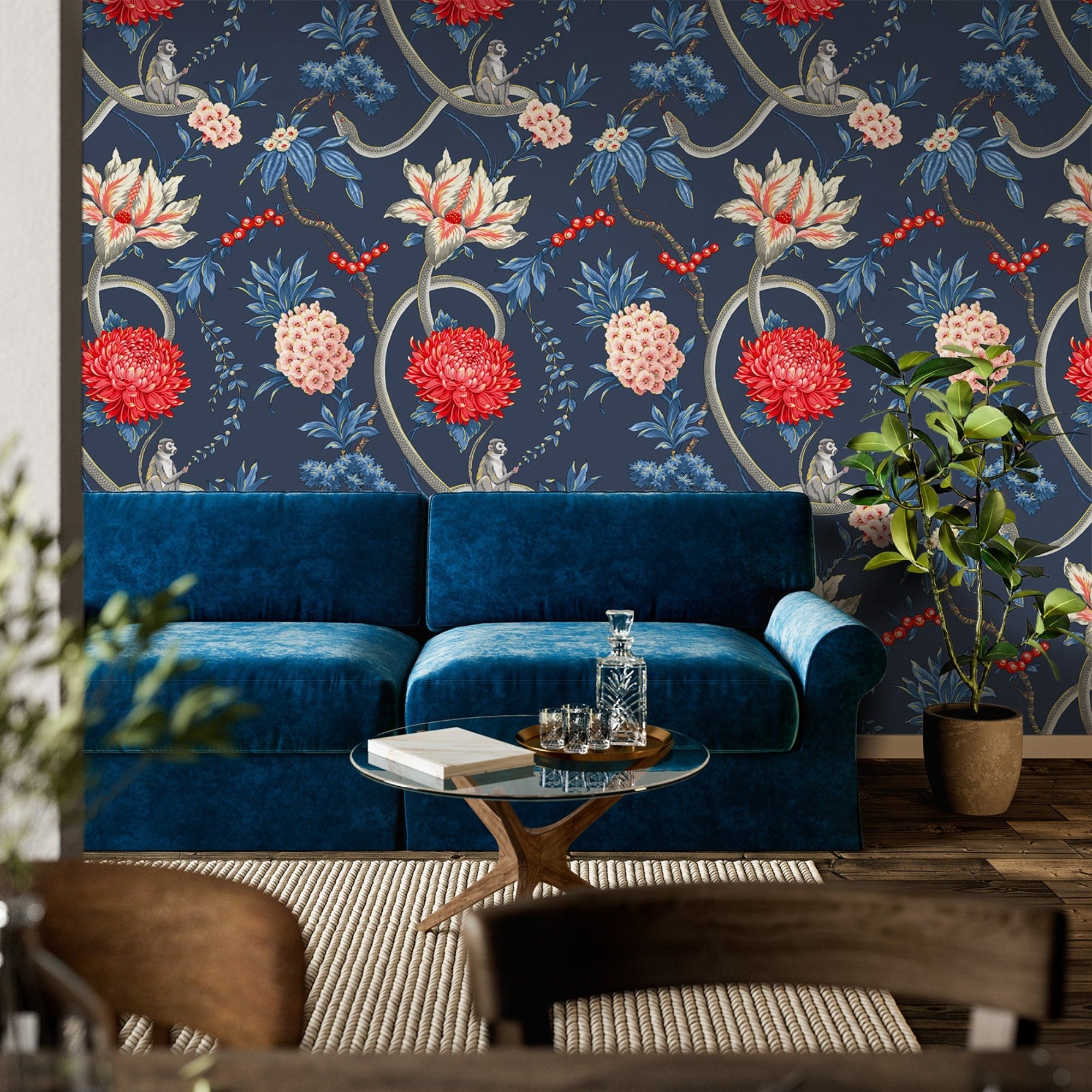 Forbidden Fruit Blue Wallpaper | WonderWall by Nobletts | #Variant SKU# | Belgravia