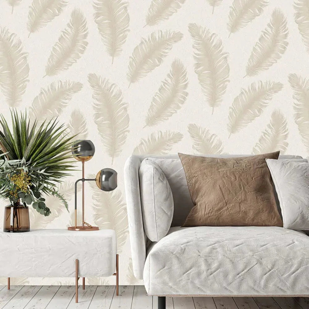 Clara Feather Cream and Soft Beige | Belgravia Wallcoverings | GB4402