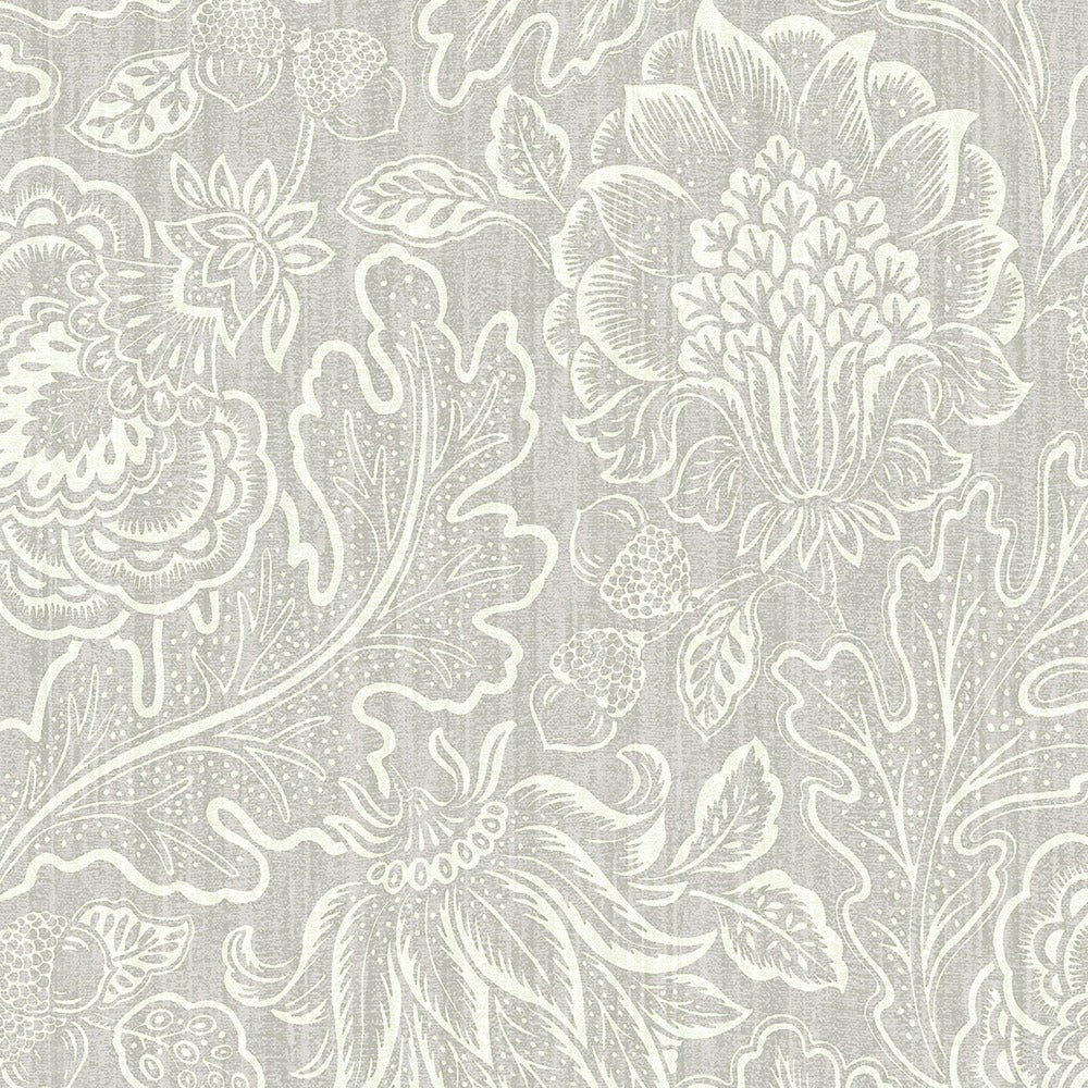 Giovanna Trail Grey Wallpaper - Vintage Jacobean Design | GB4810