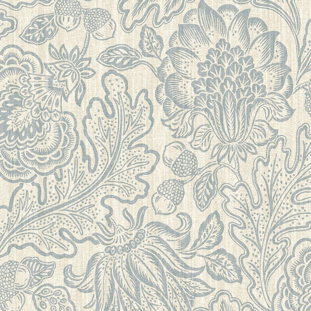 Giovanna Trail Blue & Cream Wallpaper - Vintage Jacobean Design GB4811