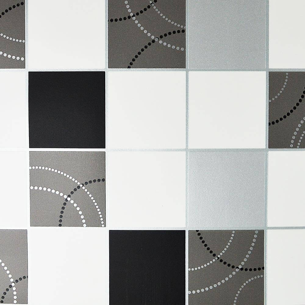 Dotty Tile Black/Silver Wallpaper