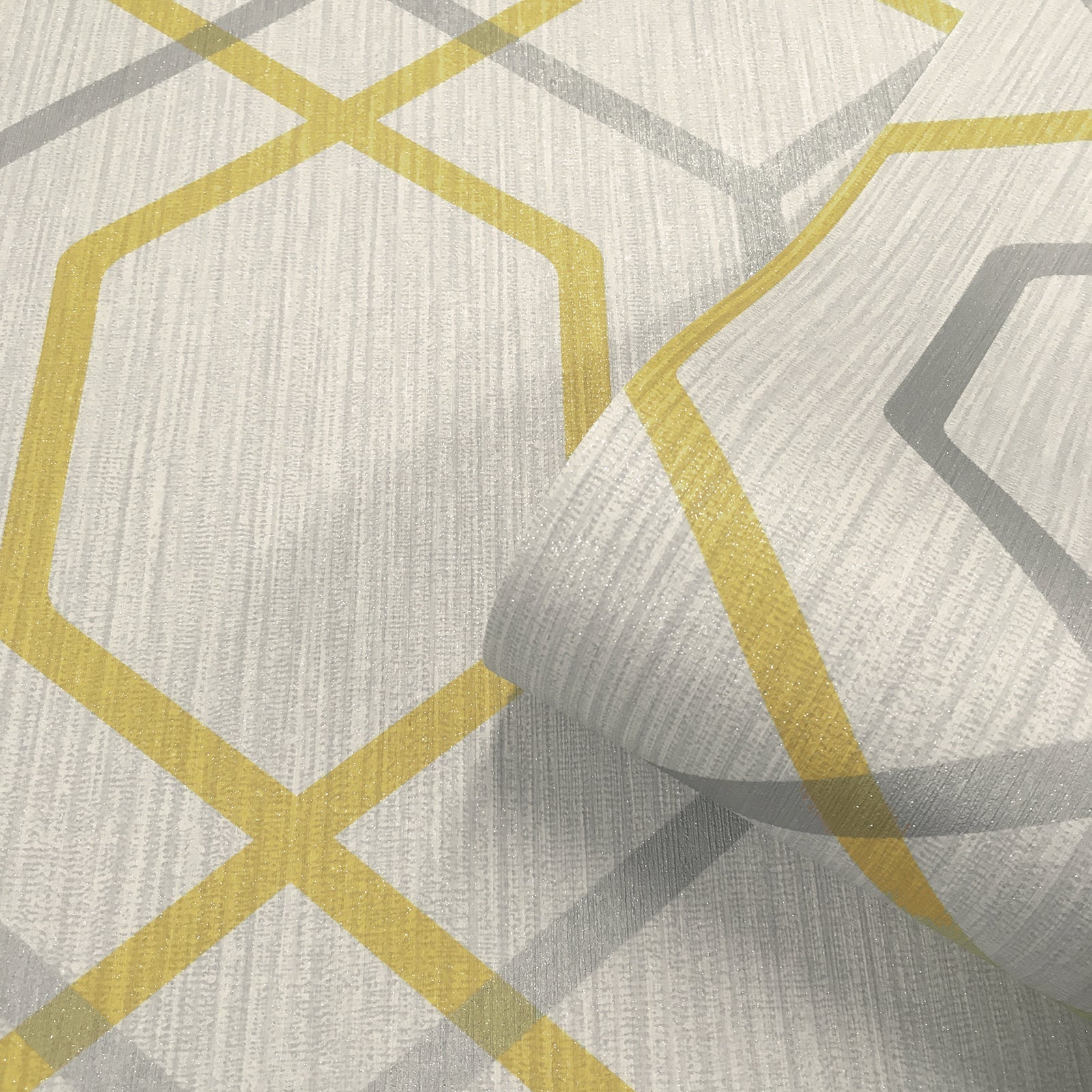 Oria Hex Yellow/Grey Wallpaper | WonderWall by Nobletts | #Variant SKU# | Belgravia