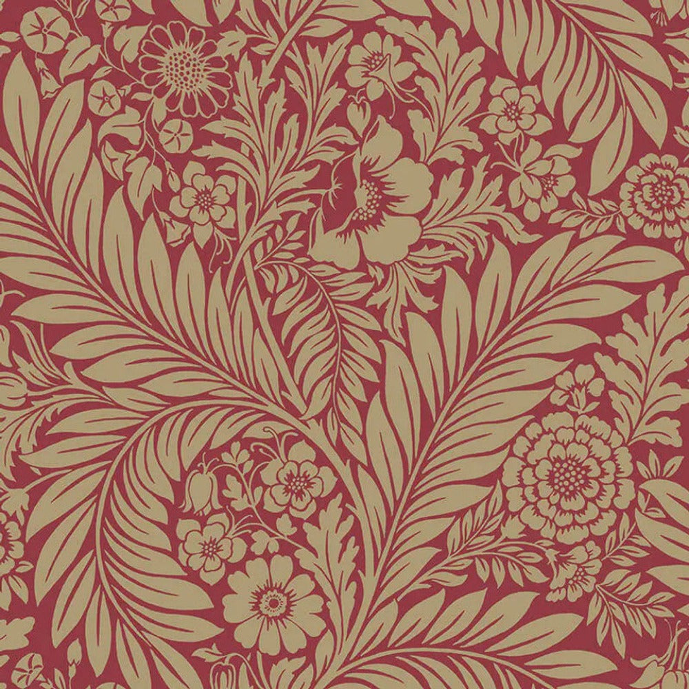 Florence Floral Leaf Red | Belgravia Decor Wallpaper | 725