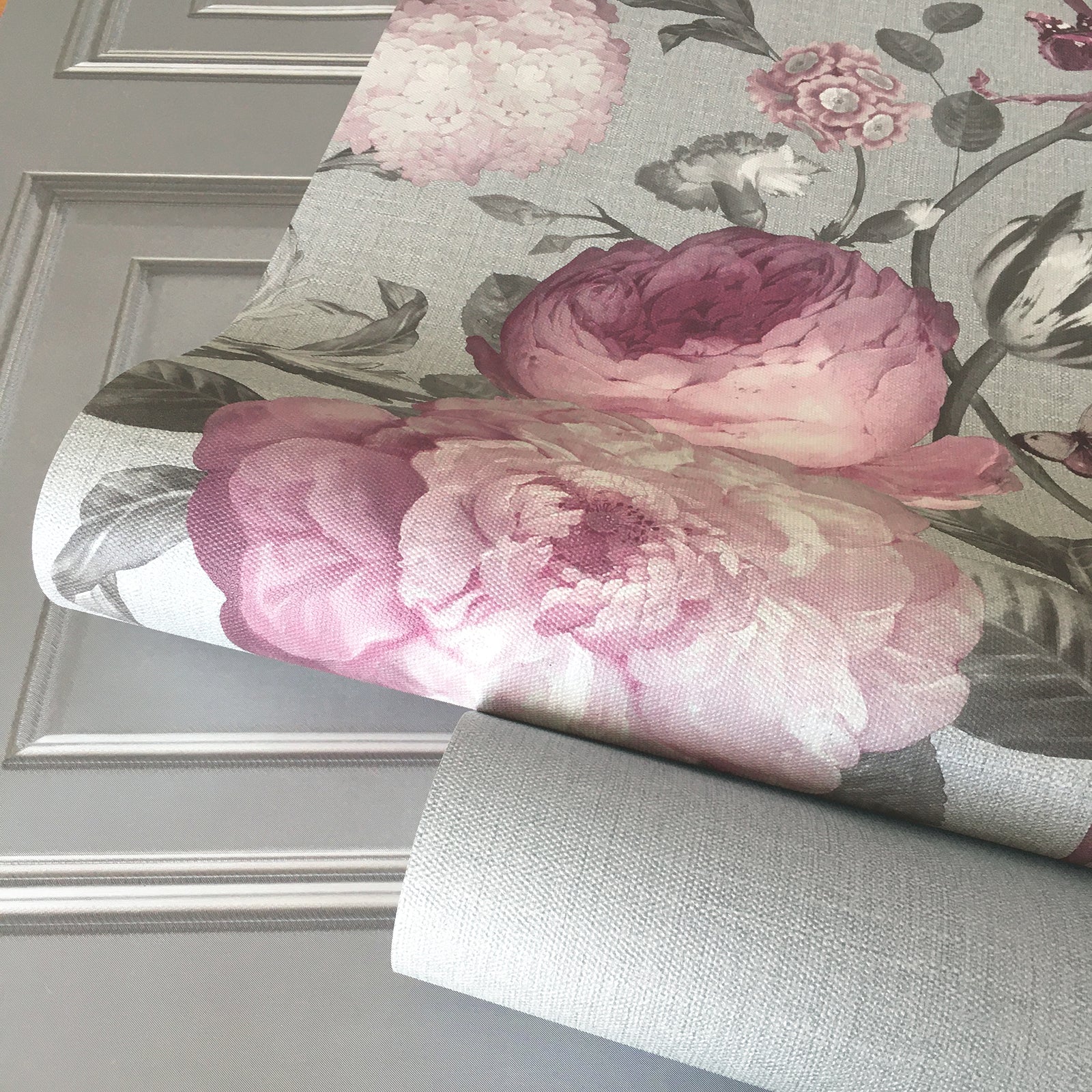 Giorgio Floral Silver/Pink Wallpaper | WonderWall by Nobletts | #Variant SKU# | Belgravia