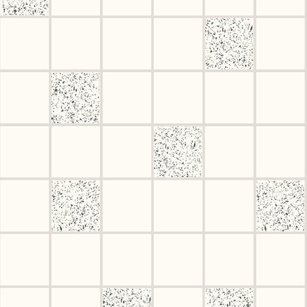 Tiling On A Roll - Granite White/Silver Wallpaper | 89131