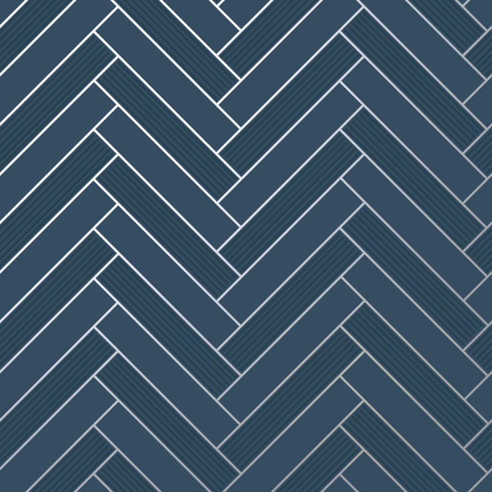 Tiling On A Roll - Cerros Tile Navy Wallpaper | 89373