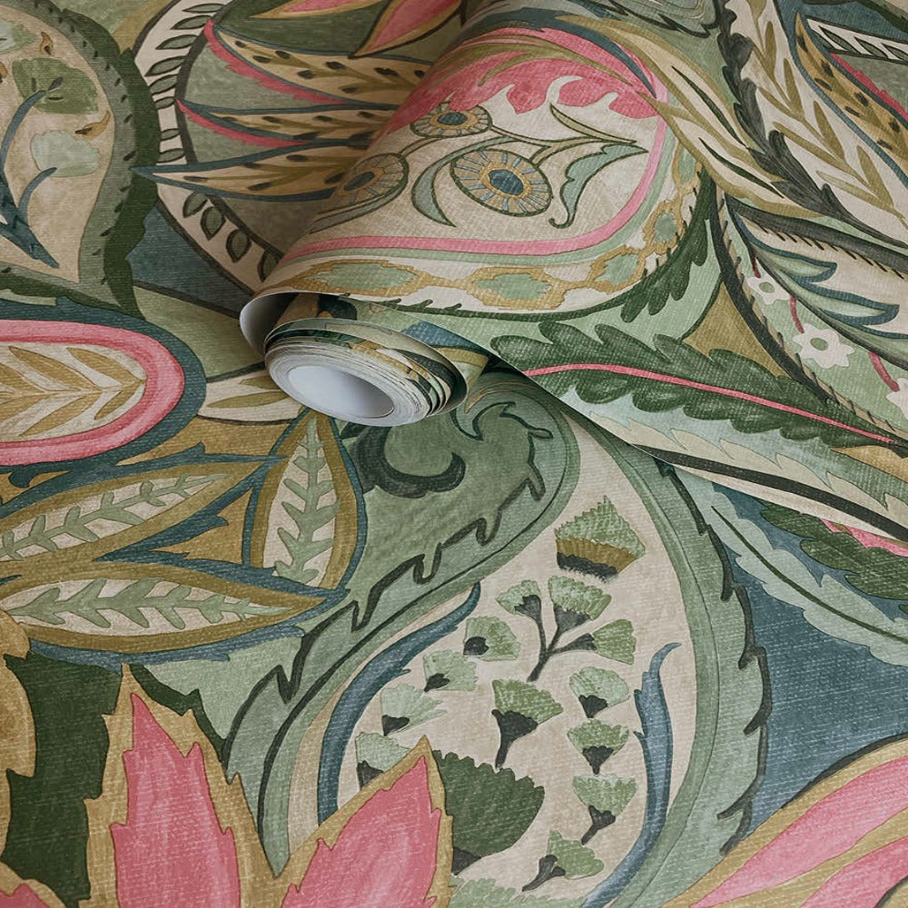Holden Wallcoverings - Paisley Leaves Pink Wallpaper | 13440