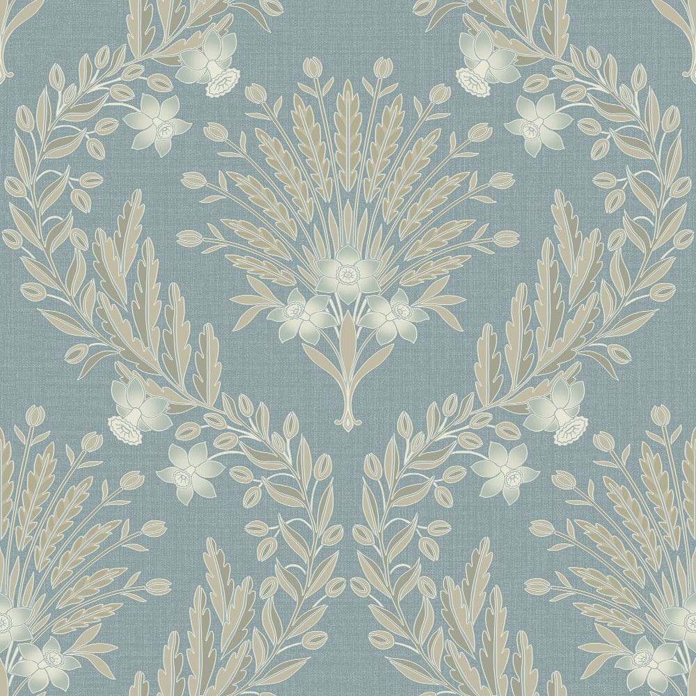 Grandeco Wallcoverings | Flora Blue Wallpaper | A64502