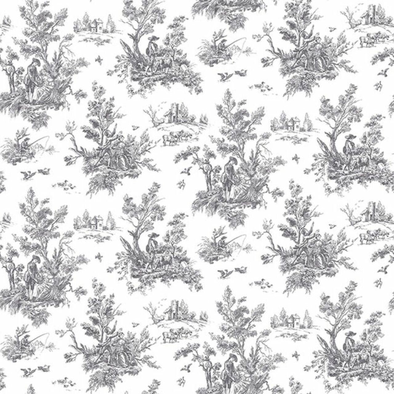 Abby Rose Toile Charcoal Wallpaper | Galerie Wallcoverings | AB42413