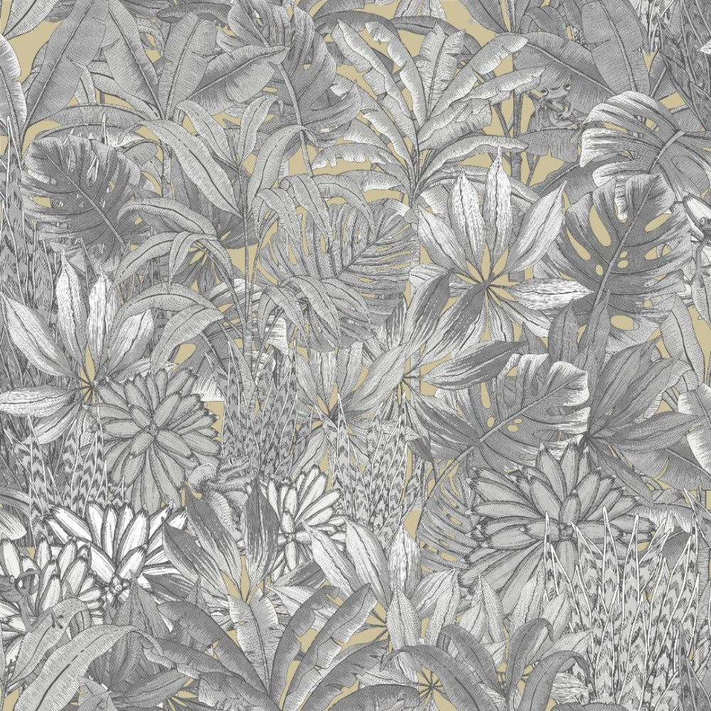 Lush Forest Gold Wallpaper - Tropical Design Wallpaper - 205503