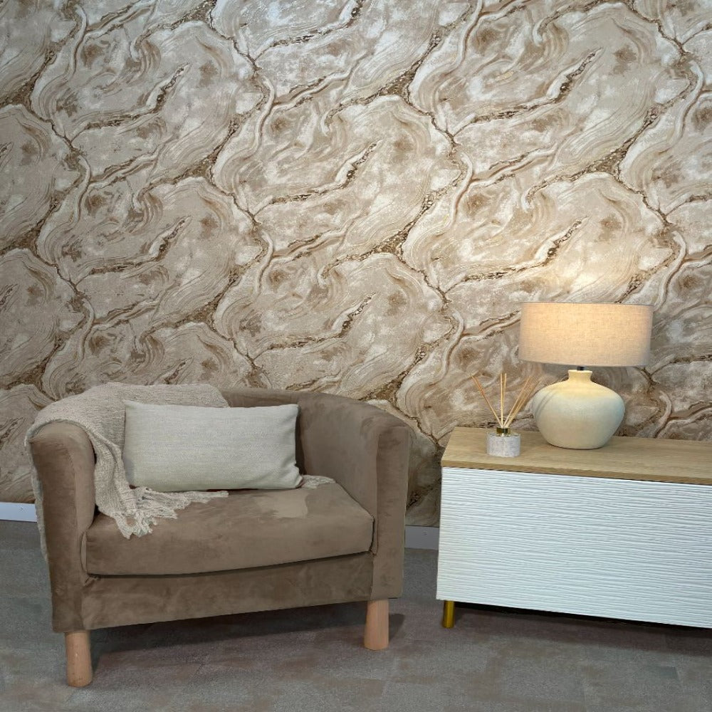 The Design Library - Vasari Marble Natural Wallpaper | 529456
