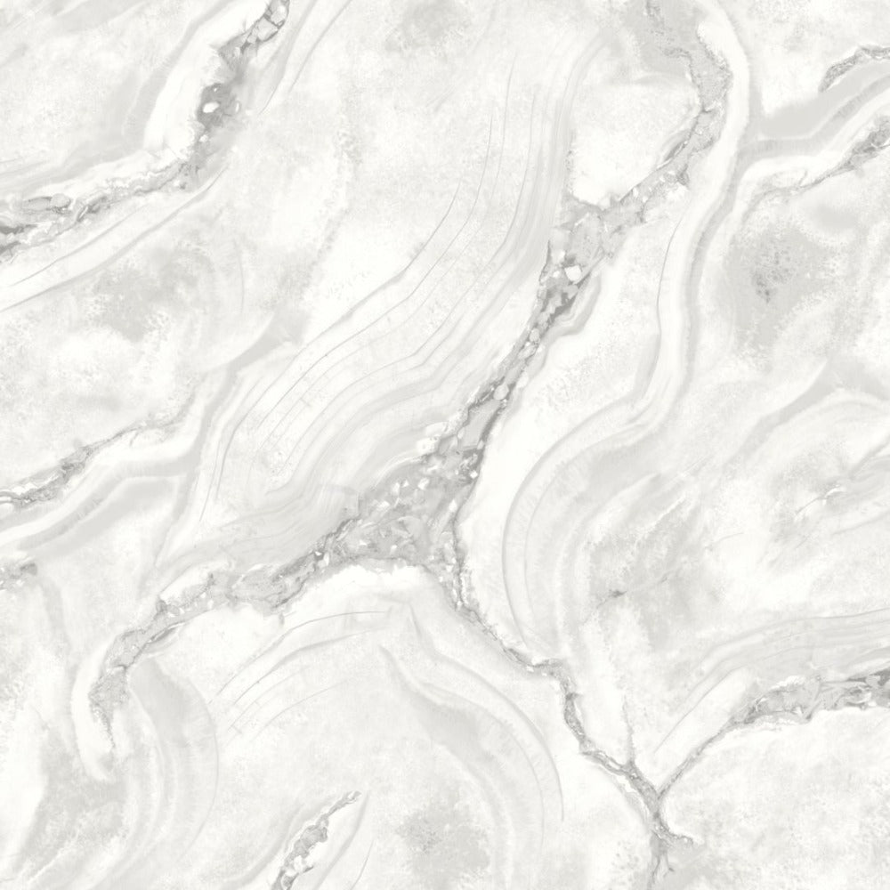 The Design Library - Vasari Marble White/Silver Wallpaper | 529470