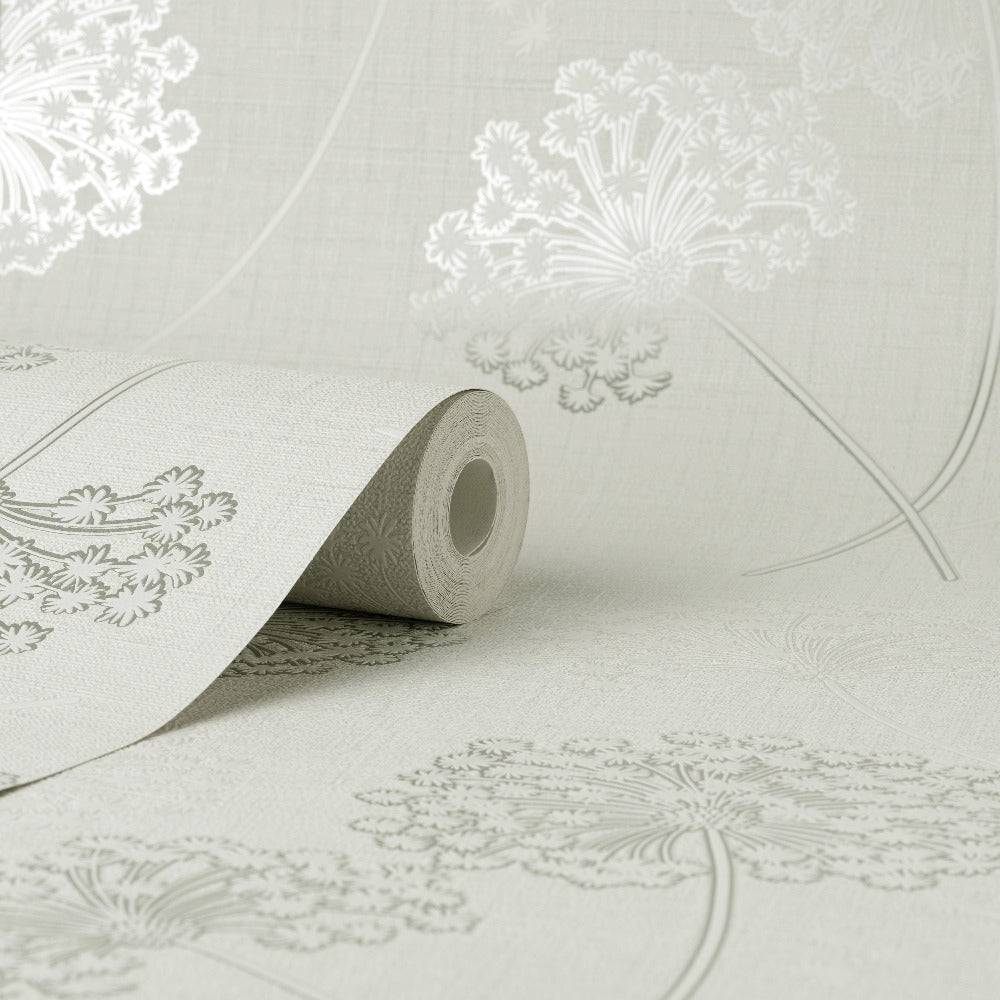 Grace Allium White/Silver Wallpaper- Fine Decor Wallcoverings- FD43283
