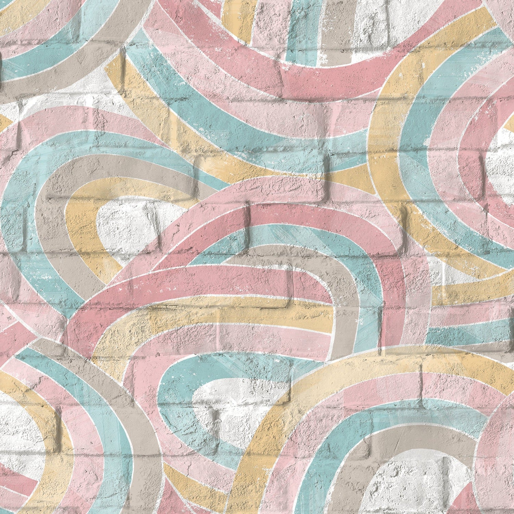 Graffiti Curve Pink /Ochre Wallpaper | WonderWall by Nobletts | #Variant SKU# | Ugepa
