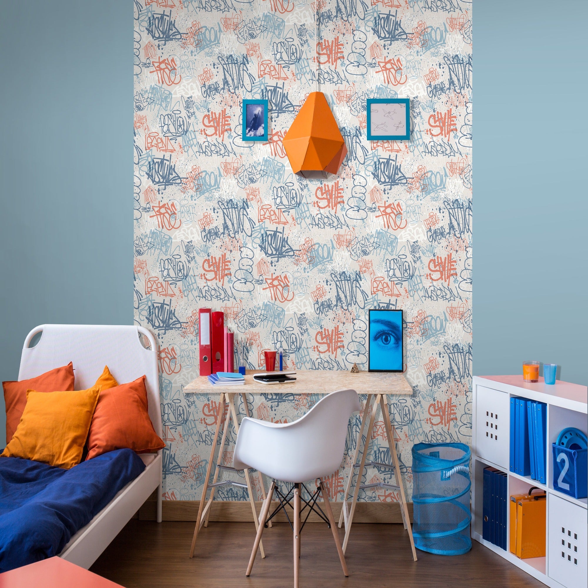 Sketched Blue & Orange | Ugepa Wallpaper | M51301