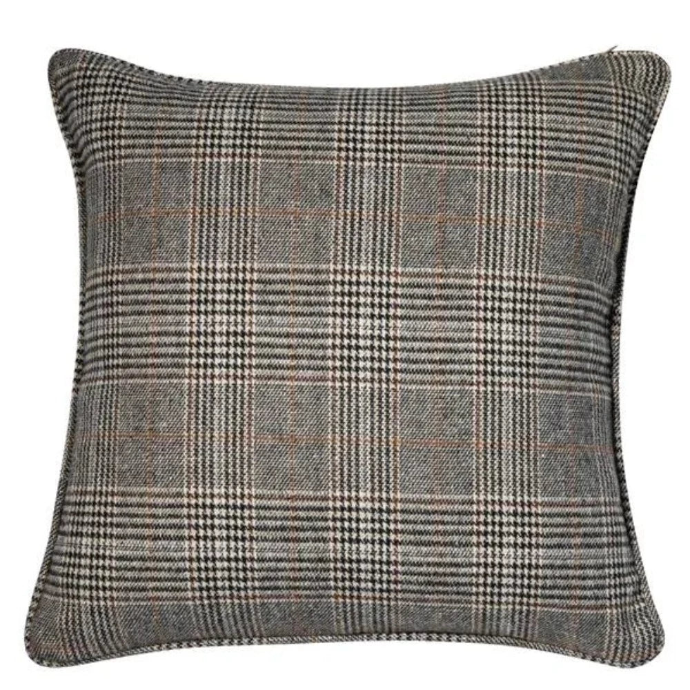 Malini - Kellina Grey Plaid Cushion | 45x45