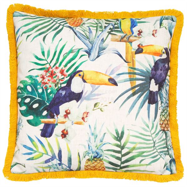Travis Tropical Yellow Cushion | Feather Filled | Malini Designs